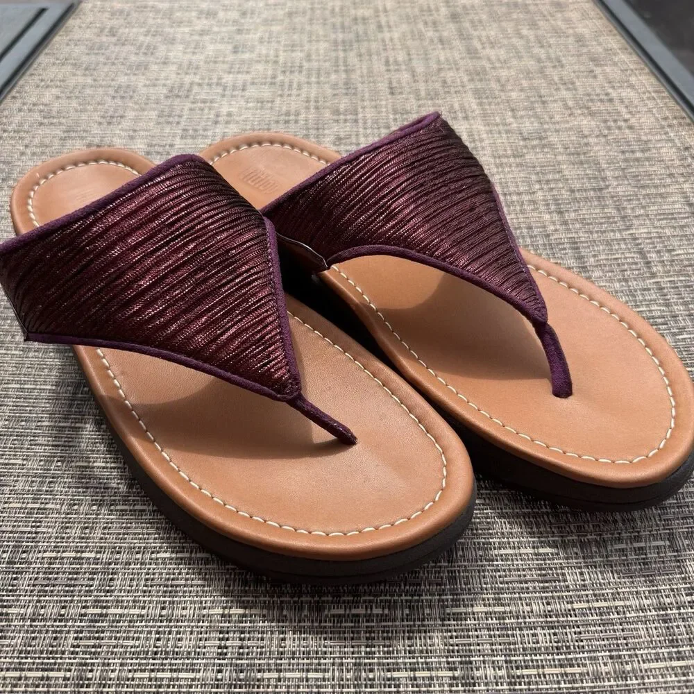 Fitflop Sandals Metallic Purple Wine Shimmer Womens Sz 10 - Picture 3 of 9